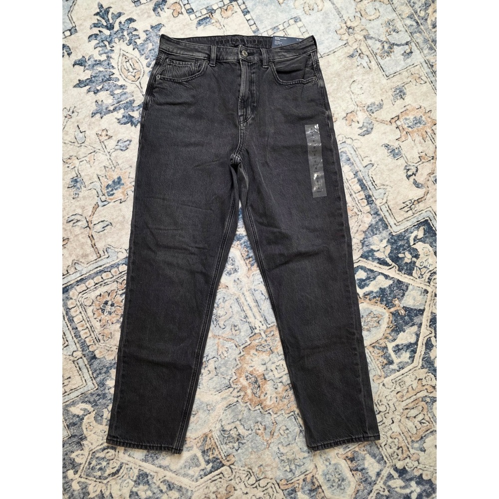 NWT American Eagle Women's 6 Short Super High Rise Strigid Black Denim Mom Jeans